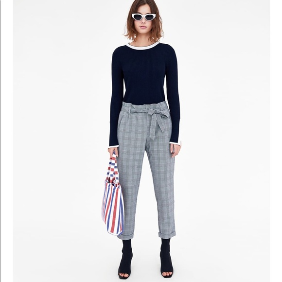 Zara pleated pants with belt Clearance